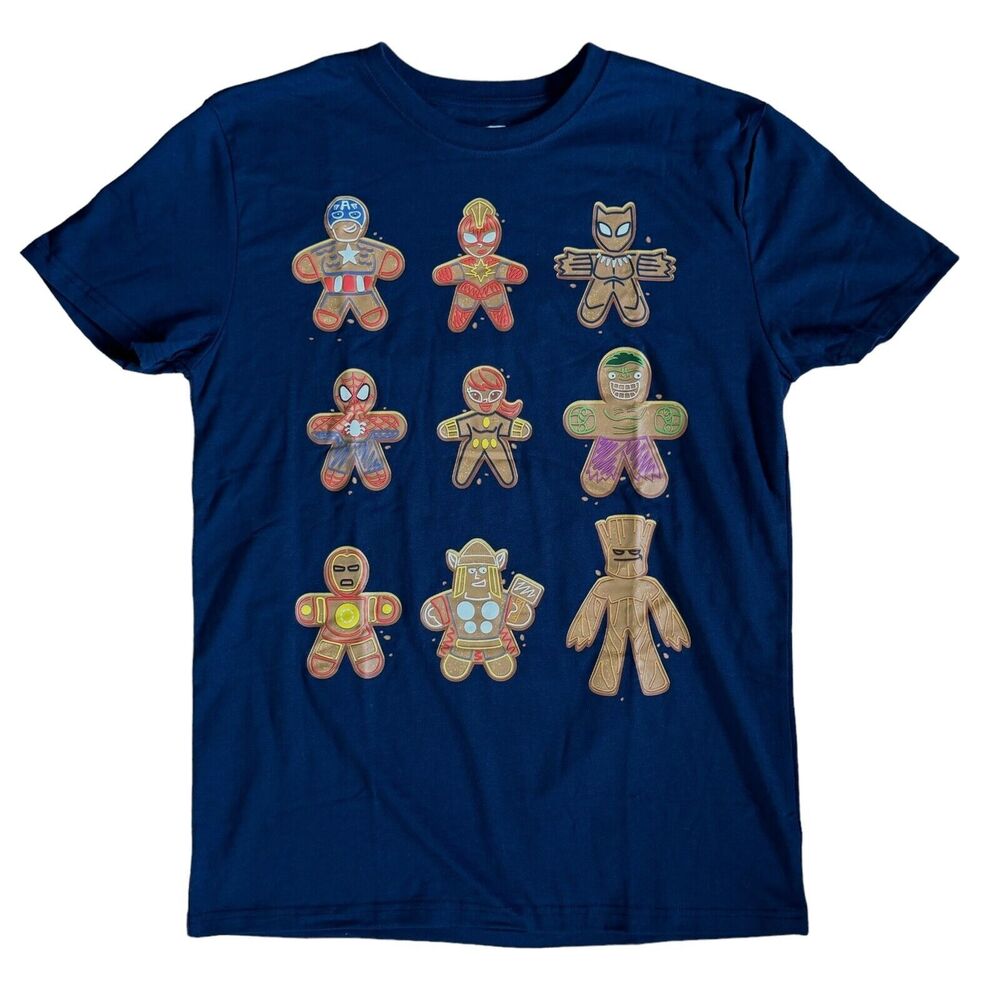 Marvel Shirt Mens Medium Gingerbread Cookie Holiday Christmas Avengers Guardians